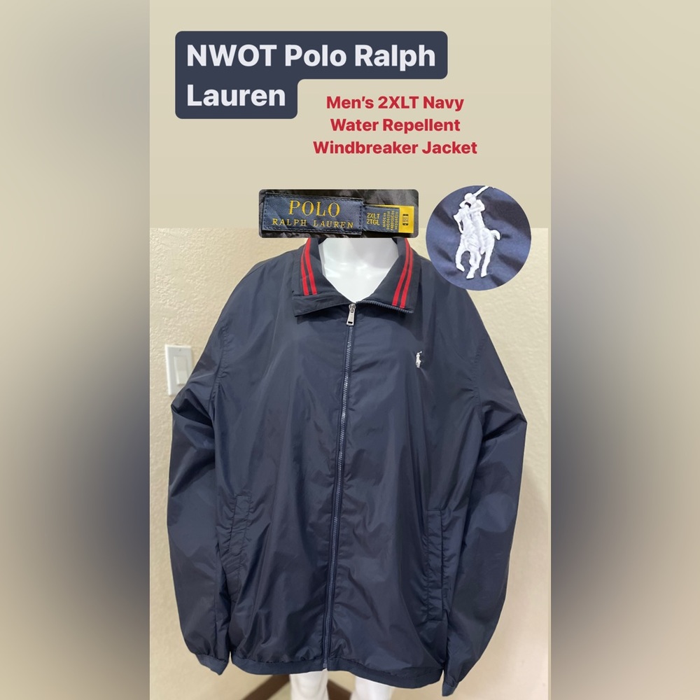 COPY - NWOT POLO RALPH LAUREN MEN'S NAVY WATER REPELLENT WINDBREAKER JACKET 2XLT
